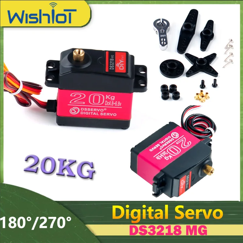 20KG Digital DS3218 Servo Motor 180°/270° High Torque Full Metal Gear Servos Power Functions Model Parts for RC Car/Robotic Arm