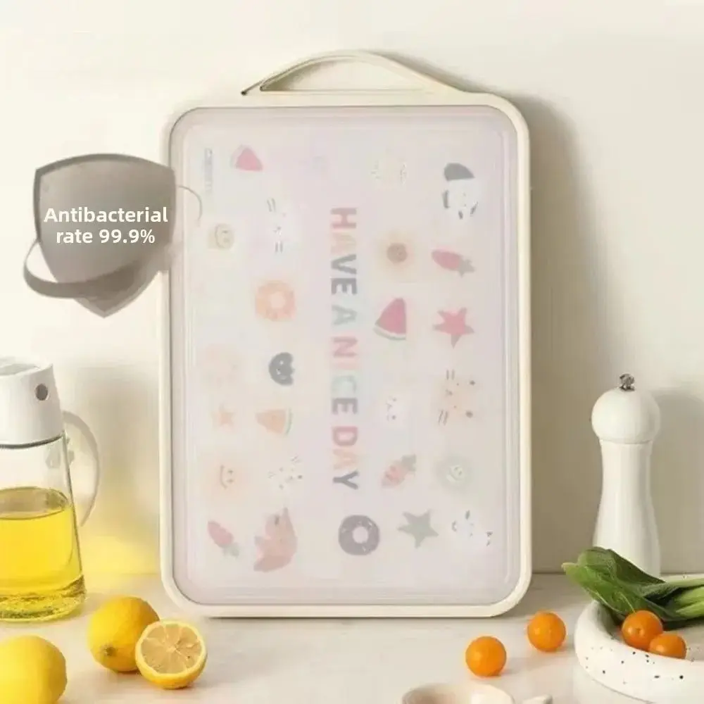 

Anti-Mold Double-sided Cutting Board Anti-Slip Non-sticky Kitchen Chopping Block Cartoon with Handle
