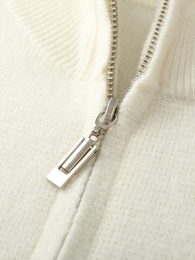 Alta qualidade dos homens inverno grosso cashmere cardigan mock neck zíper camisola 100% lã merino malhas casual macio roupas quentes topo