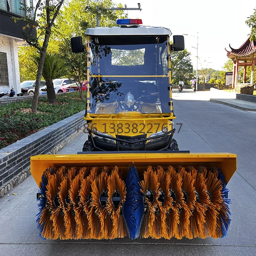 New Ride-On Burnishing Snow Sweeper & Plow Machine 130cm Sweeping Width for Road & Sidewalk Winter Use