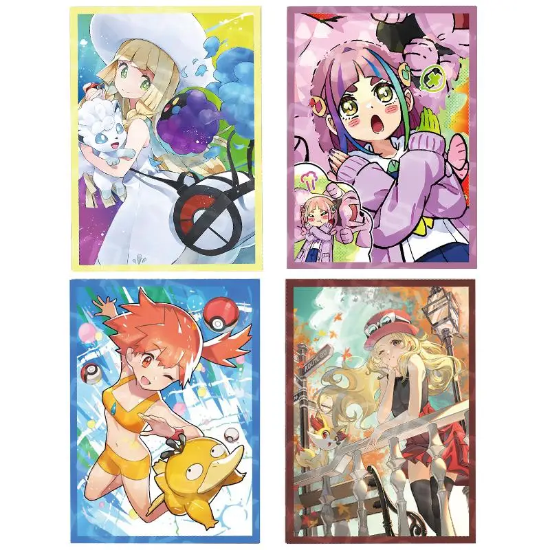 60pcs/set Flash Card Sleeve PTCG Lillie Serena Lacey Anime Game Collection Card Protective Cover Gift Toys 67X92Mm