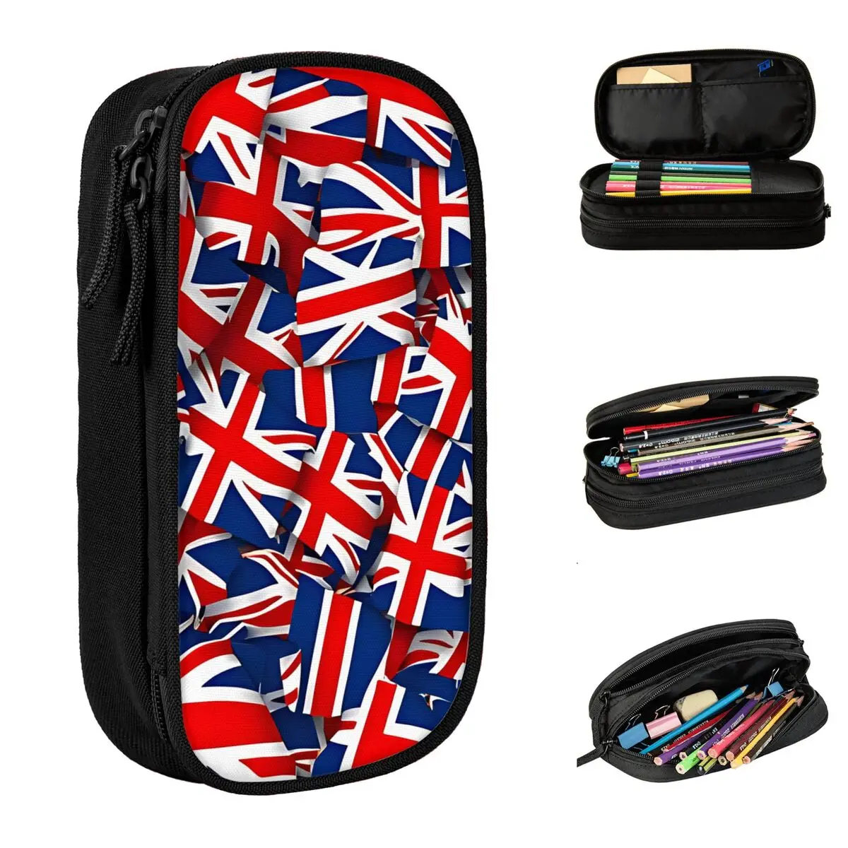 

Vintage Pencil Case British UK Flag Pen Box Back To School Pencil Cases Kids Zipper Graphic School Supplies