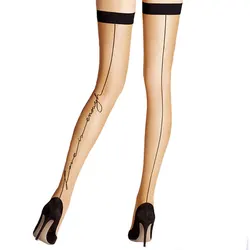 Thigh High Stocking for Women Back Seam Lace Edge Stocking Black Lines Music Notation Over Knee Sock