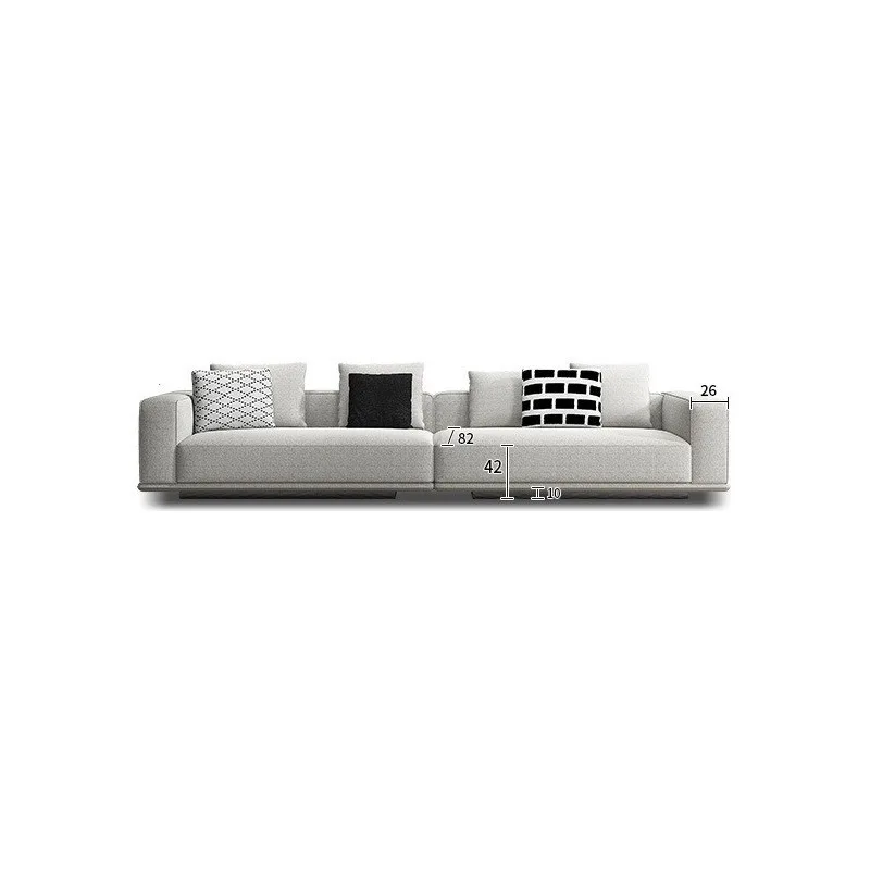 

Minimal straight line horizon cotton and linen fabric sofa large apartment living room large flat high-end cotton and linen