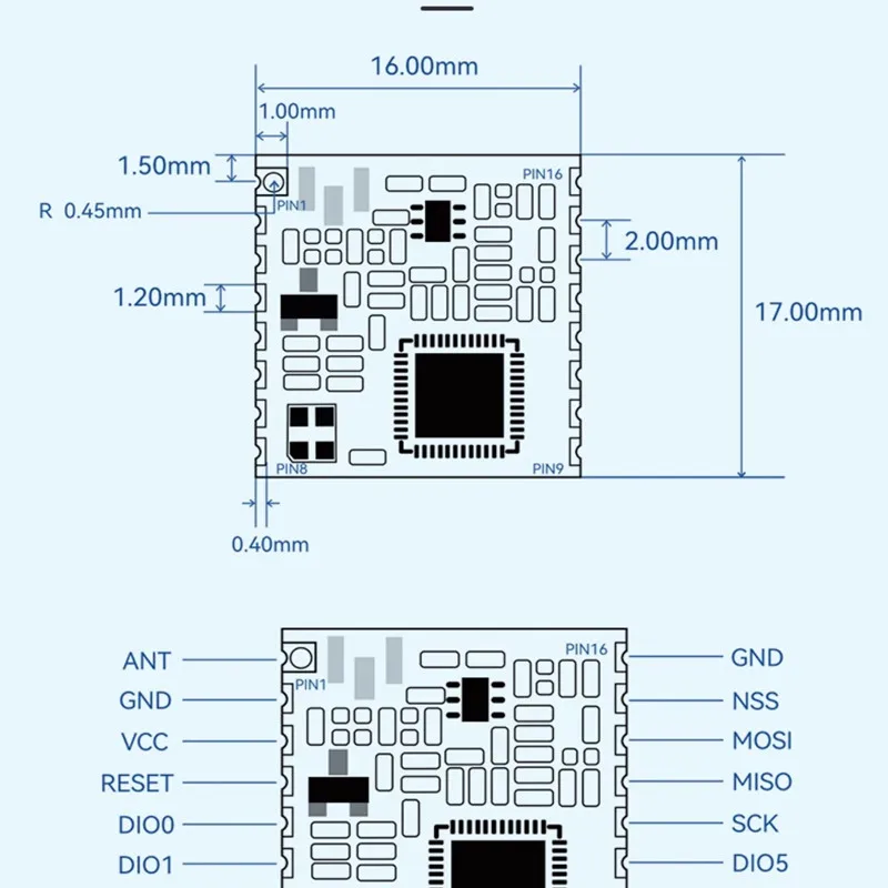 SX1278 spread spectrum LoRa wireless RF transmission module 433M receiving and transmitting communication module