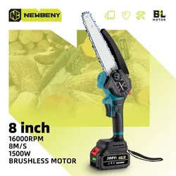 NEWBENY 8 Inch Brushless Electric Saw With Oiler Cordless Woodworking Garden Pruning Saw Power Tools For Makita 18V Battery