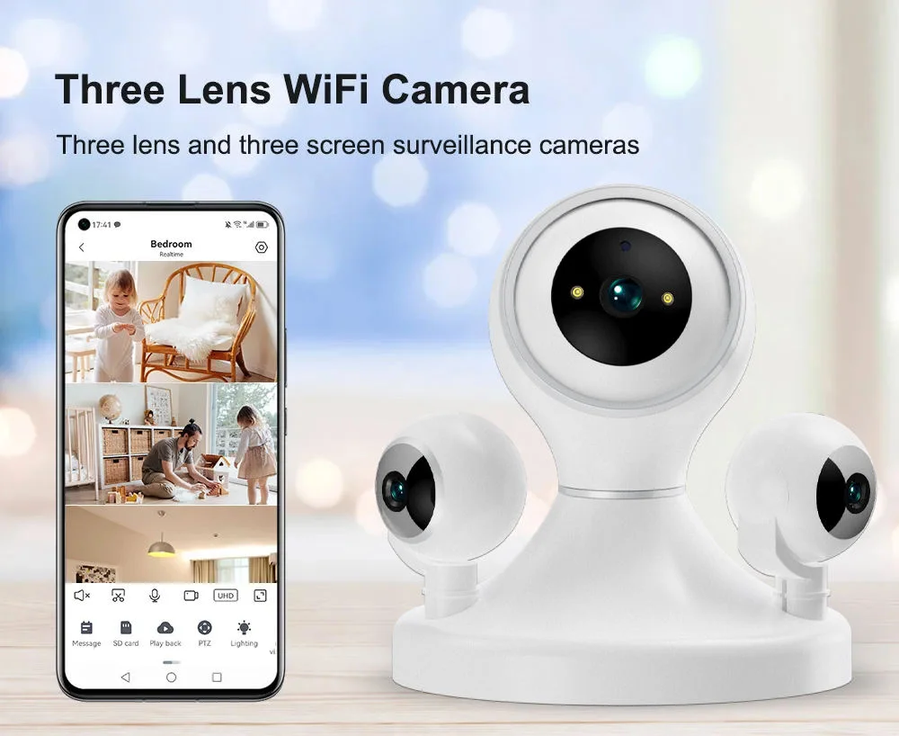 12MP 6K HD IP Camera Wifi Cctv Ptz Smart Color Night Vision AI Auto Tracking Camera Fisheye Lens Wireless Home Security Camera