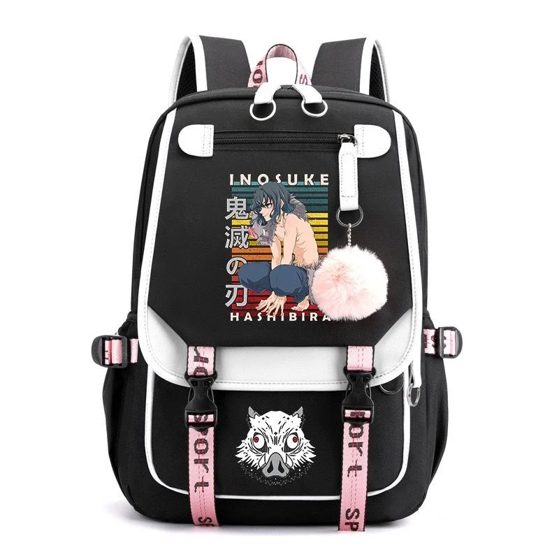 Hashibira Inosuke Backpack Teenarges Schoolbag Anime Demon Slayer Mochila Children Laptop Bag Men Fashion Travel Outdoor Bags