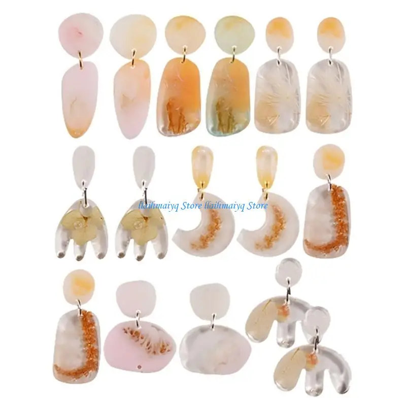 573B 4 قطع أقراط متدلية معلقة تزيين أنماط متعددة قالب سيليكون غير منتظم #5