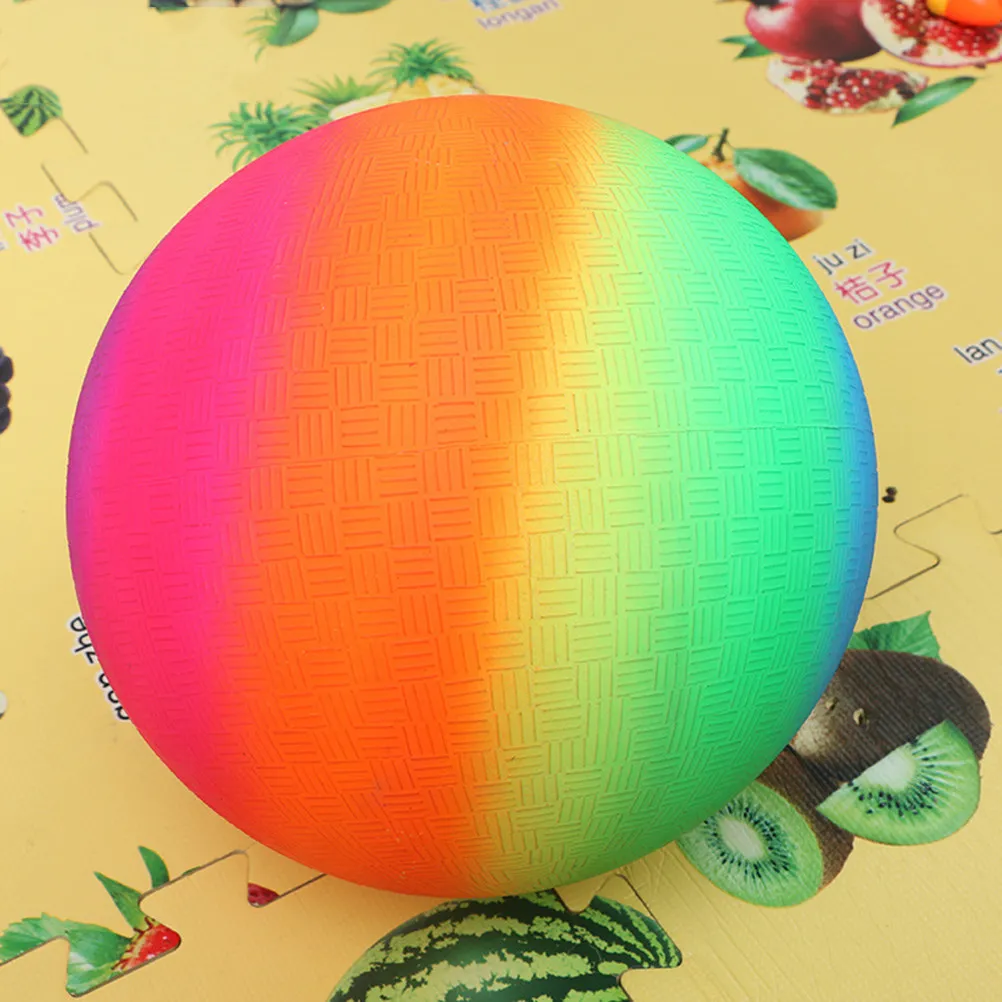 5Pcs Rainbow Balls Thickened PVC Eco-Friendly Sports Balls Bright Color for Children Catching Throwing Pool Beach Playground