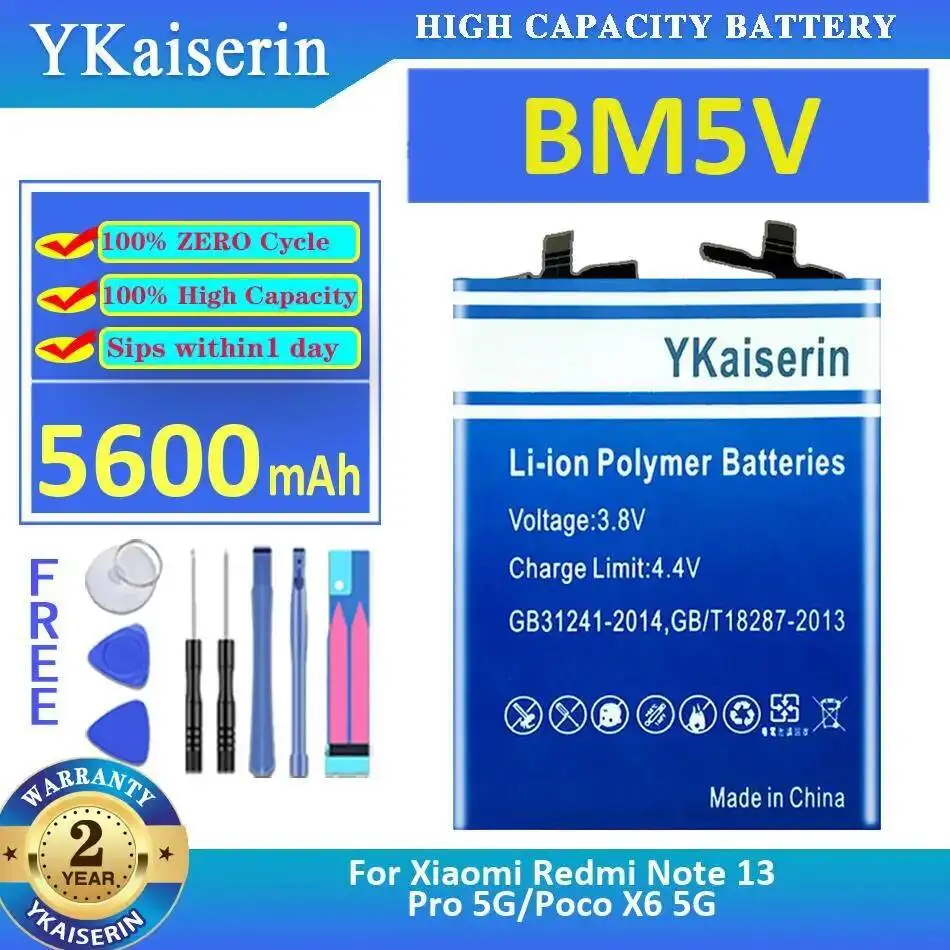

5600Mah Mobile Phone Battery Good Low-Temperature Performance For Xiaomi Redmi Note 13 Pro 5G Poco X6 BM5V
