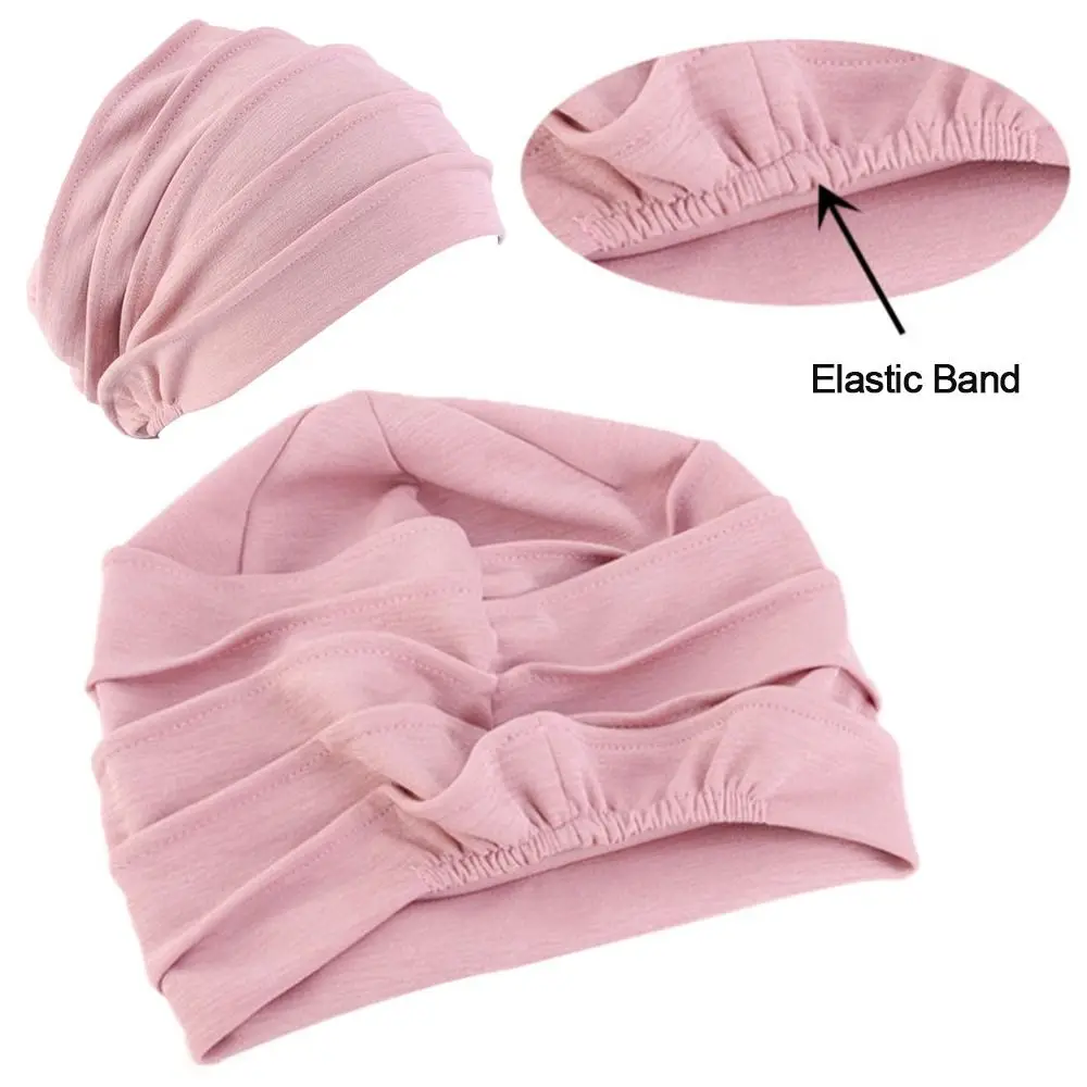New Elastic Cloth Head Cap Hat Muslim Scarf Cap Ruffle Hat Women Chemo Cap Breathe Hat