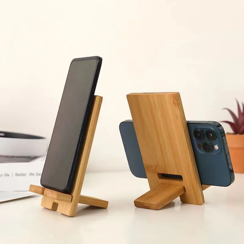

3PCS Wooden phone holder for live streaming and binge watching, detachable iPad lazy desktop base