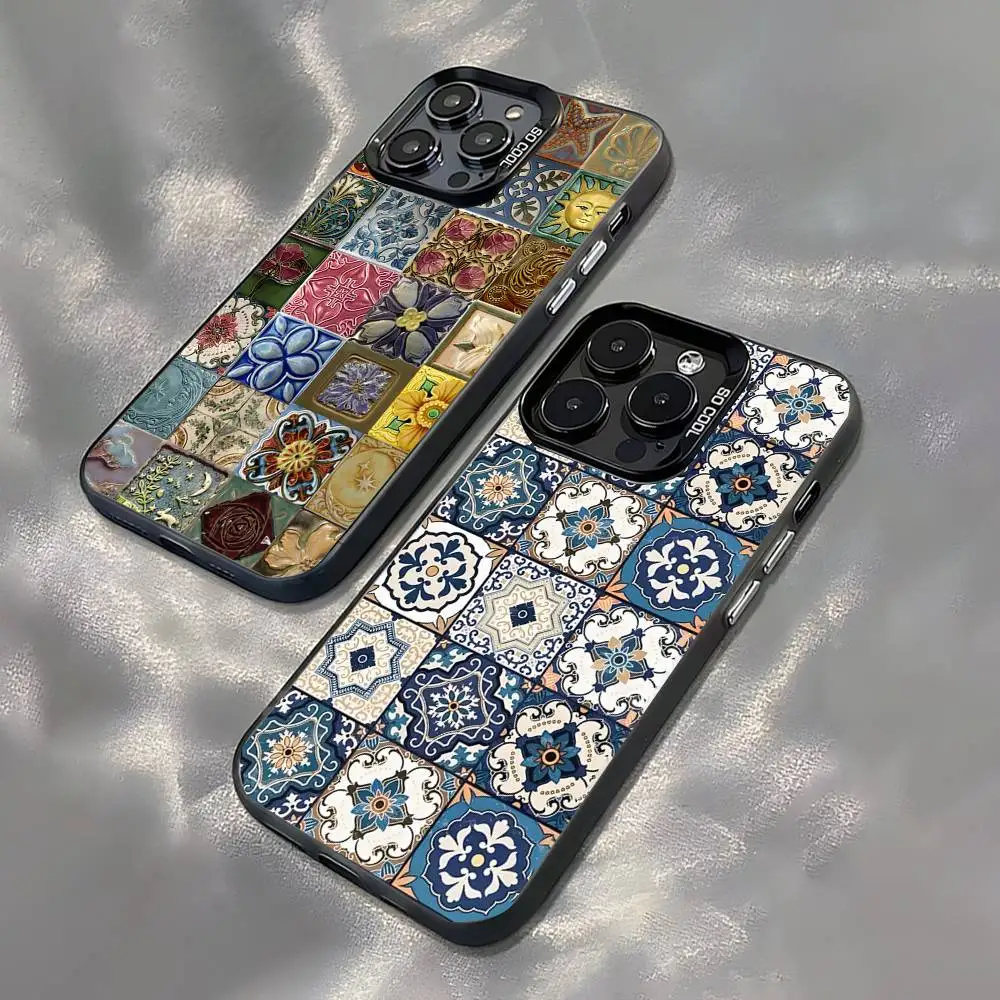 

M-Moroccan Tile For Black Candy Matte Cover iPhone 17,16,15,14,13,12,11,Pro,MAX,Plus