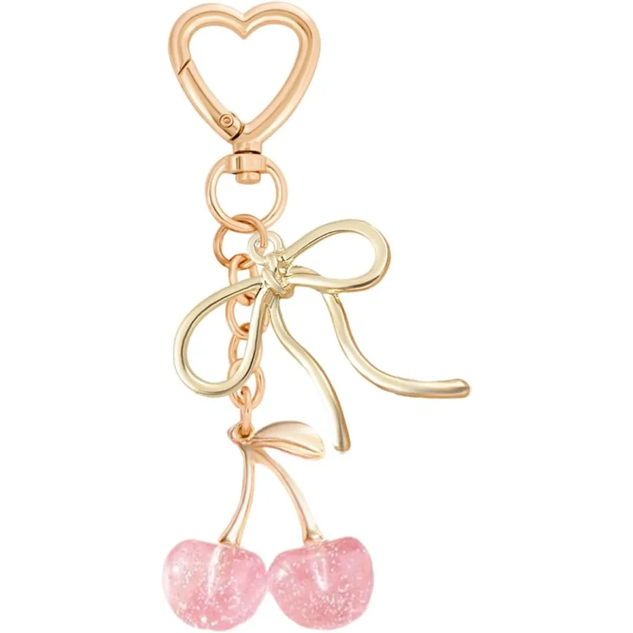 

Cute Cherry Keychain Bag Charm Elegant Bow Keychain for Women Birthday Holiday Gift