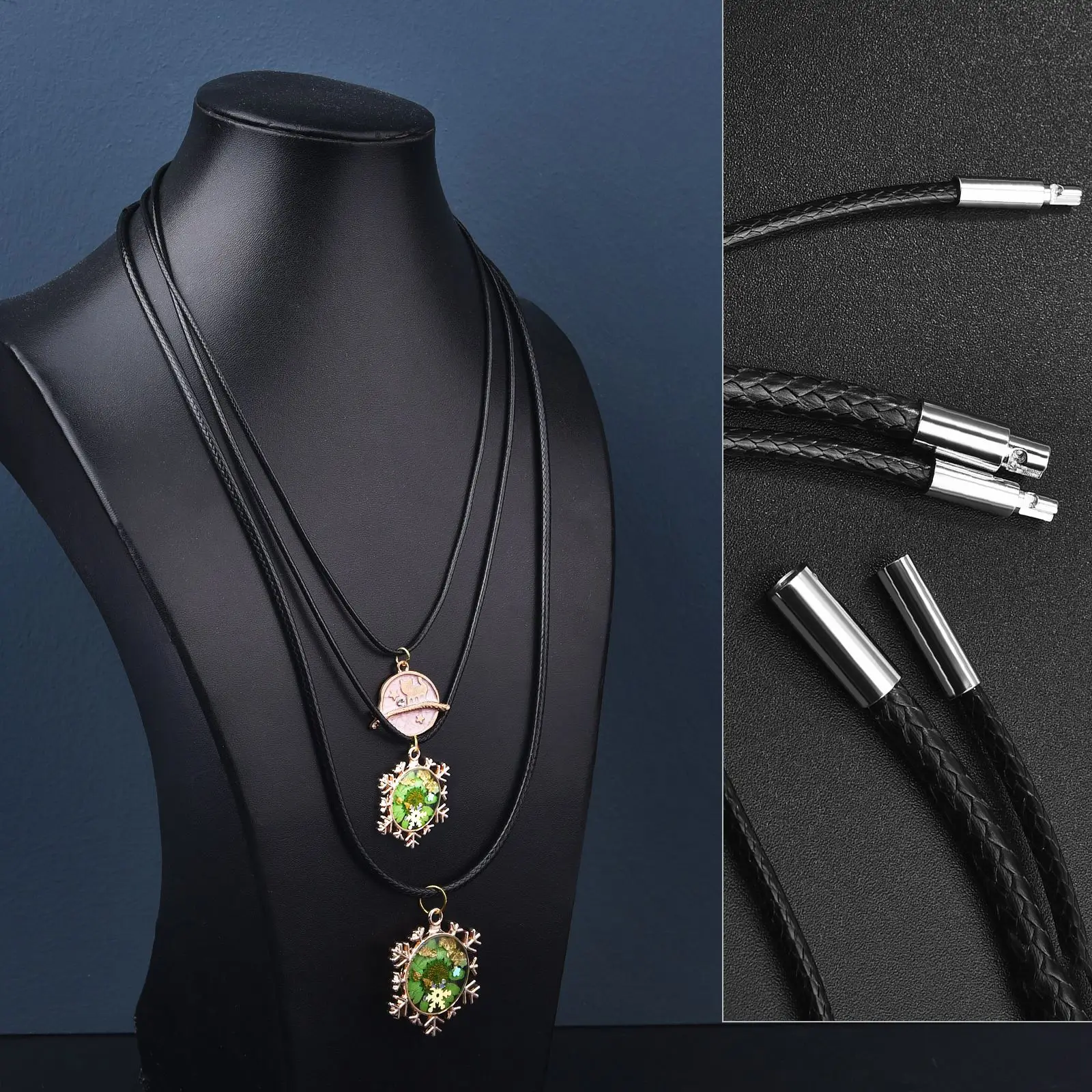 45/50/60 cm Leder Kette Halskette Lederband Wachs Seil Kette Mit Edelstahl Verschluss Für Frauen Männer DIY Halskette Schmuck