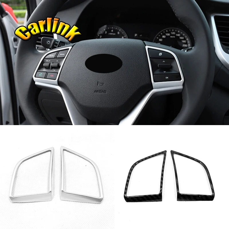 ABS Matte/Carbon fibre For Hyundai Tucson 2015/16/17/18/19 Car Steering wheel Button frame Cover Trim Car Styling Accessories 2s