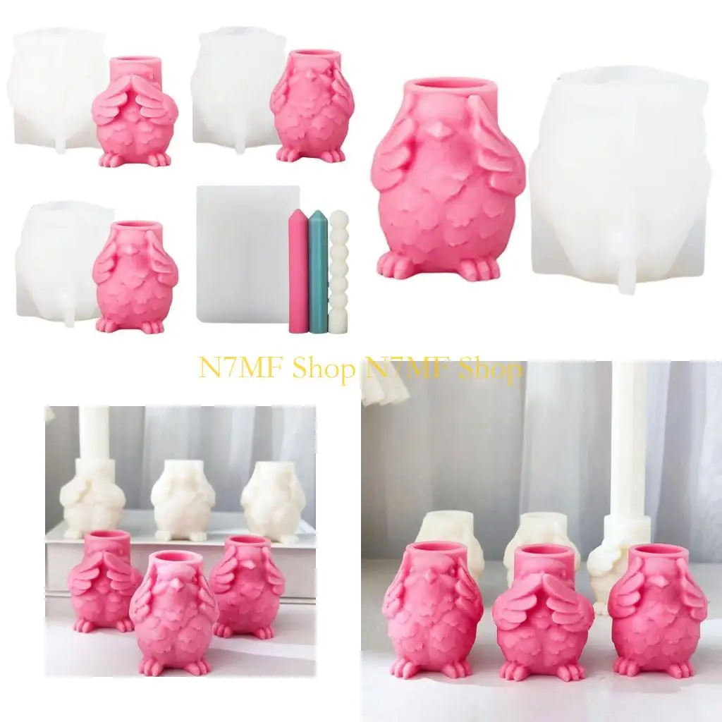 

N7MF Candlestick Mold Set Sturdy Silicone Concrete Holder Form for Home Decoration