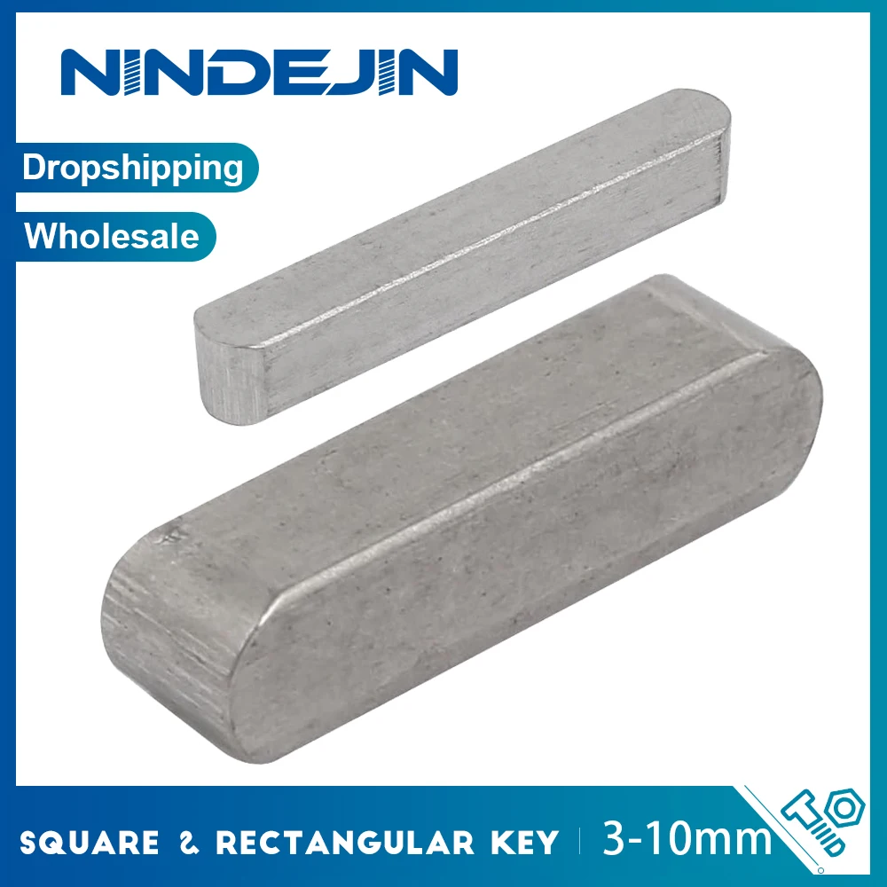 NINDEJIN 1/2/5/10/20/50pcs Parallel Square Rectangular Key Steel M3 M4 M5 M6 M8 M10 M12 Round Ended Drive Shaft  A Type Flat Key