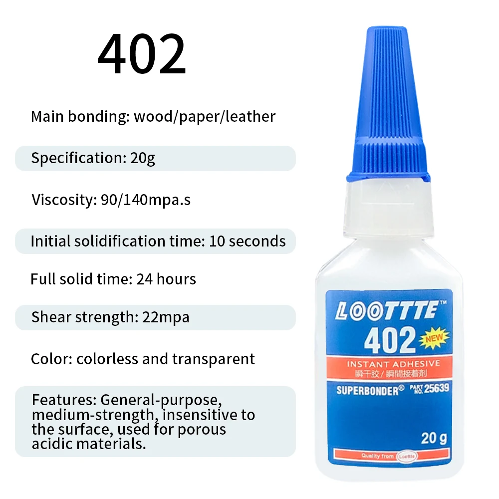 Superfester Klebstoff, sofort trocknender Cyanacrylat-Klebstoff, geeignet für Leder, Gummi, Holz, Glas, Metall, Kunststoff, schnelles Reparaturwerkzeug