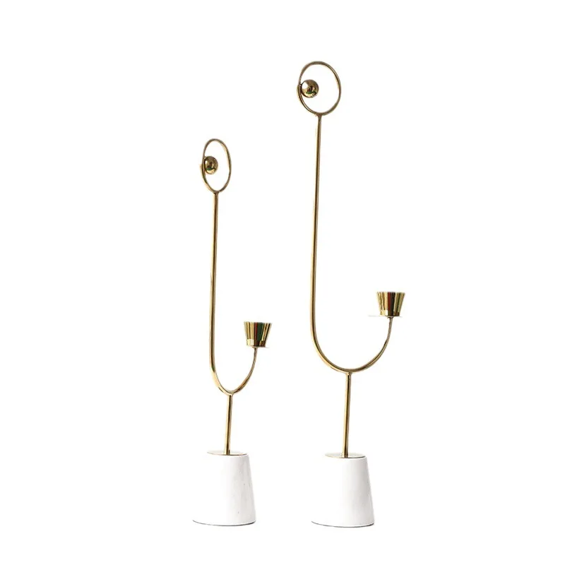 

Modern light luxury retro metal marble candlesti props living room dining table decorations ornament