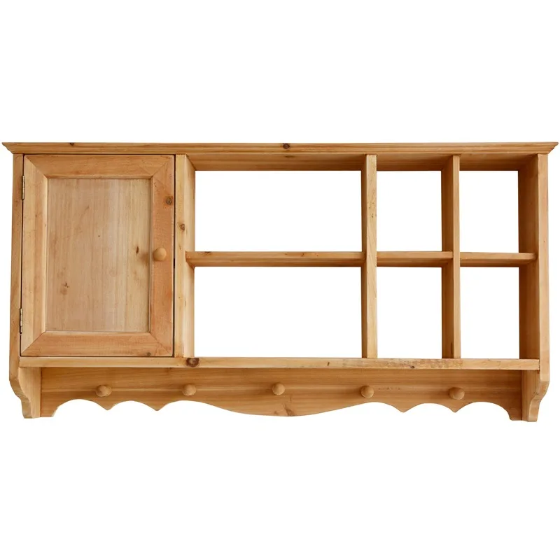 

Restaurant Kitchen Shelf Solid Wood Storage Grid Wall Hanging Wall Decorative Storage Cabinet