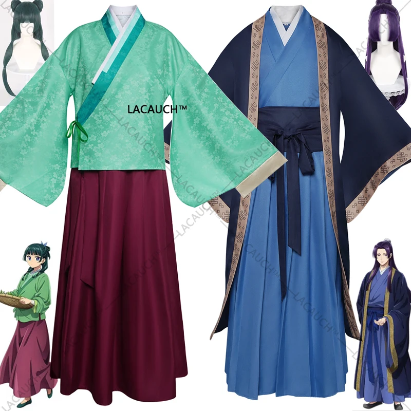Anime Maomao Jinshi Cosplay Costume Apothecary Diaries Green Kimono Blue Robe Uniform Wig Halloween Carnival Party For Women Men