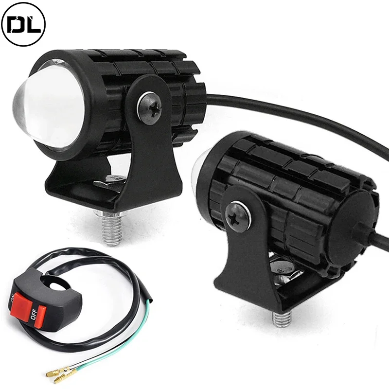 

1pc Motorcycle LED Spotlight Headlight Spot Fog Dual Colour LED Lens Hi/Low Beam Driving Lights Auxiliary Light Motorcycle Parts