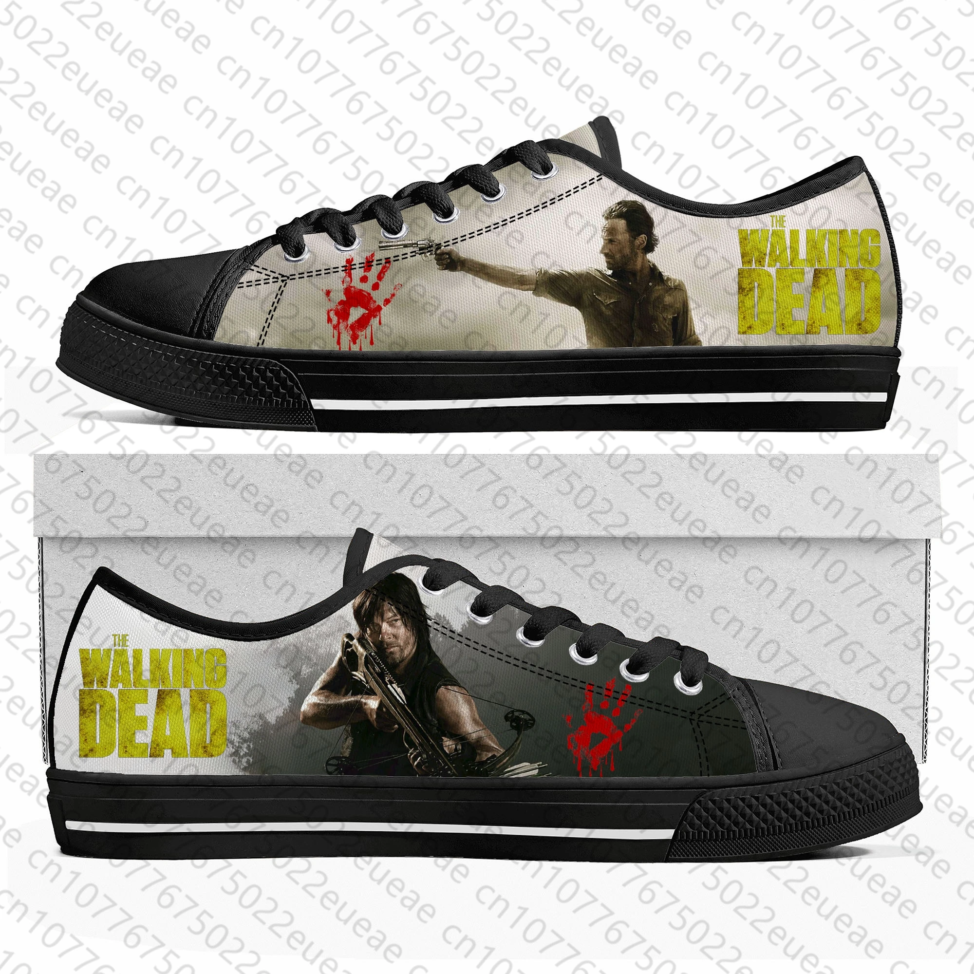 the-walking-dead-horror-low-top-sneakers-mens-womens-teenager-canvas-high-quality-sneaker-casual-custom-shoes-customize-diy-shoe