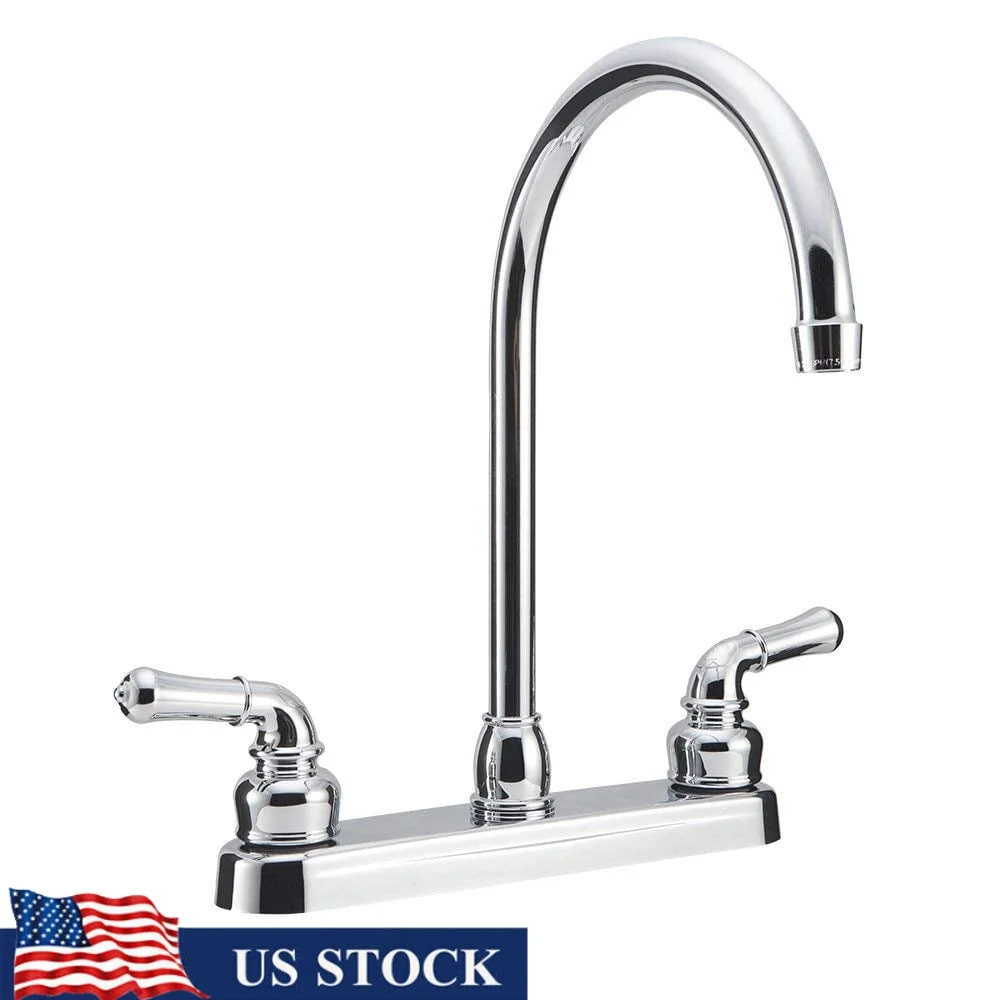 

Элегантный кухонный смеситель для автофургона J-Spout, двойной рычаг, хромированный полированный сверхмощный аэрогрированный поток, легкий поворот, дизайн, модернизация дома на дороге