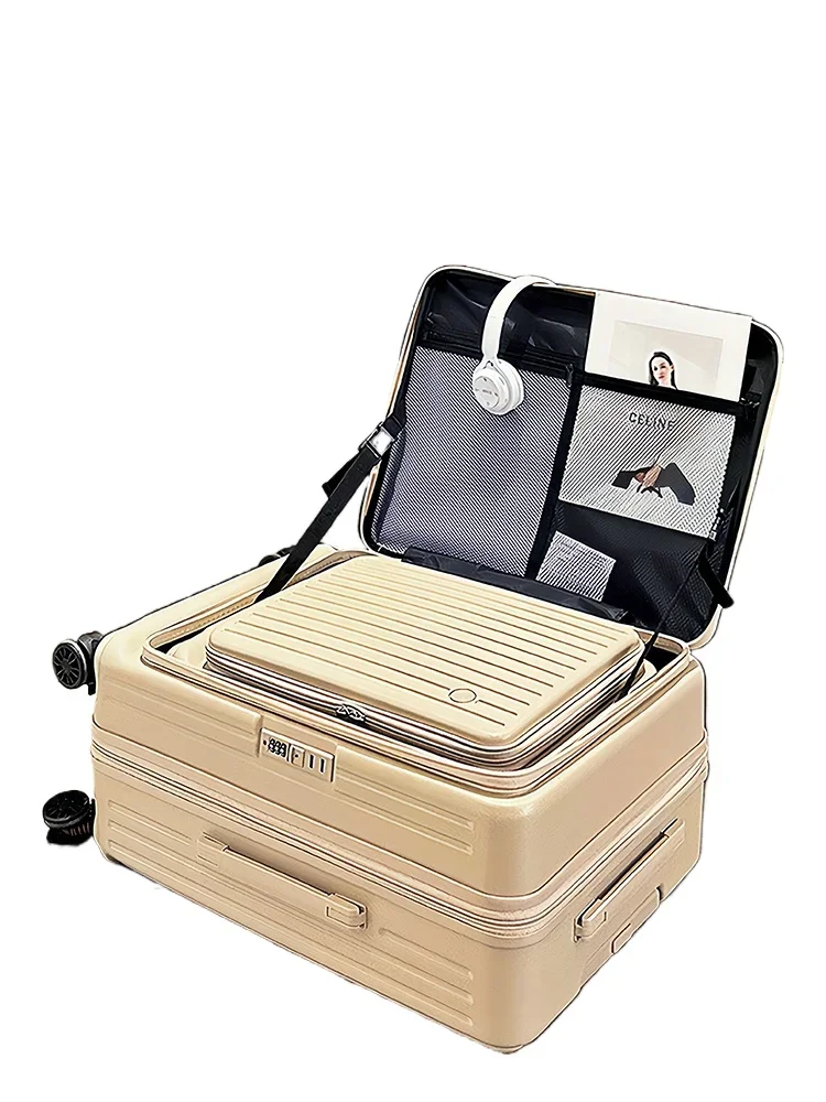 Large capacity new multi-functional side open suitcase women's expanded boarding case men's trolley case suitcase