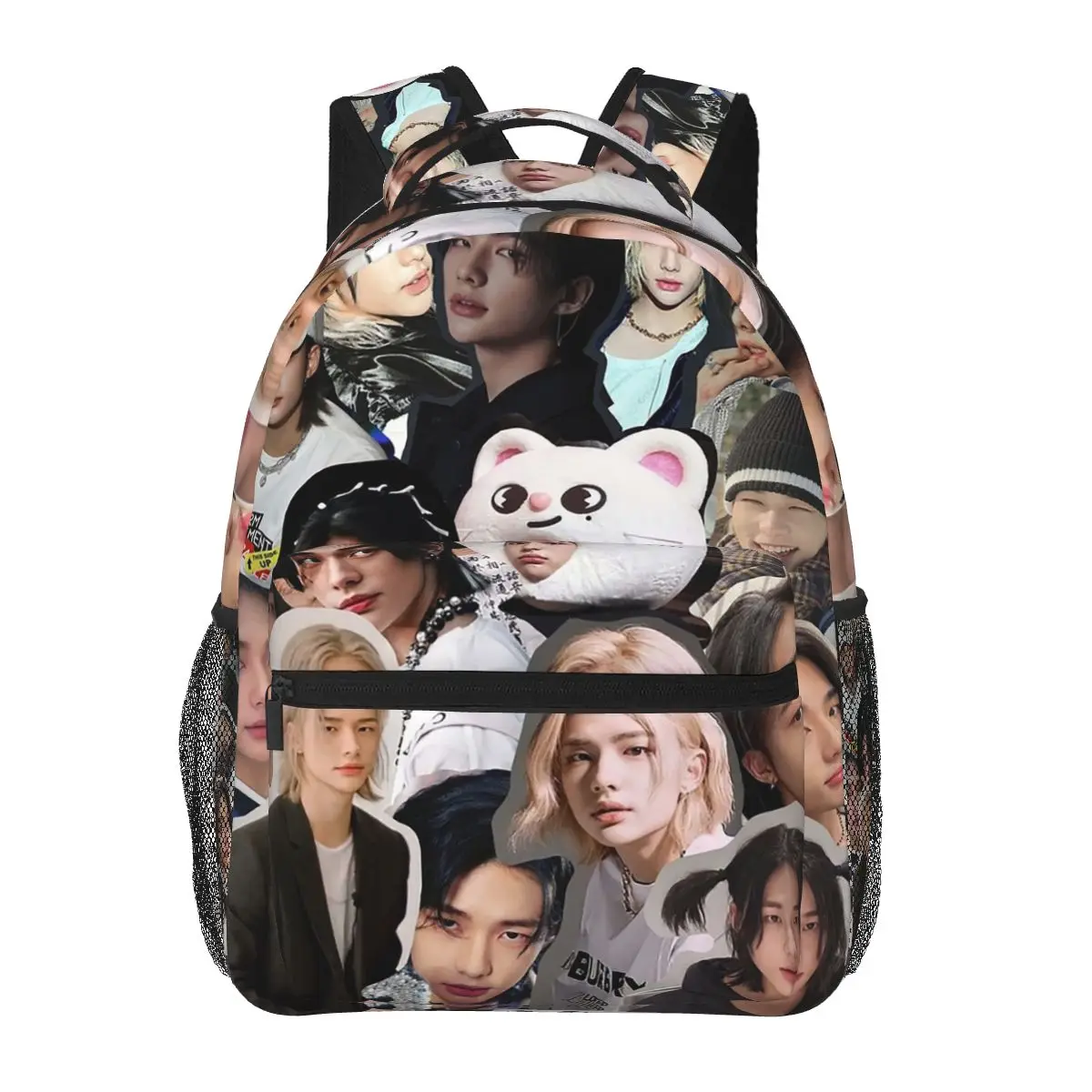 

Hyunjin Collage Backpacks Boys Girls Bookbag Students School Bags Cartoon Kids Rucksack Shoulder Bag Large Capacity
