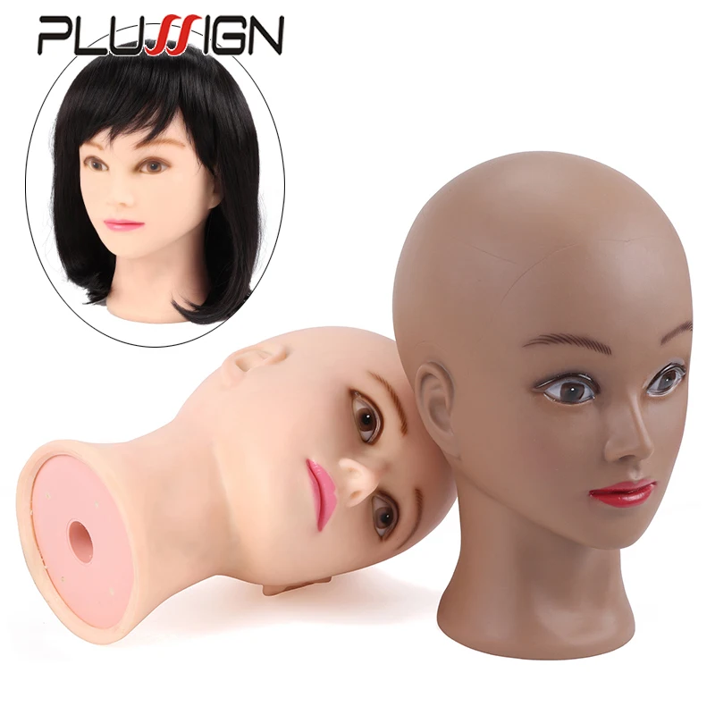 

Plussign Wig Head Soft Teaching Head Female Mannequin Head For Making Wigs ，Display Wigs Manikin Head Dark Brown Training Head
