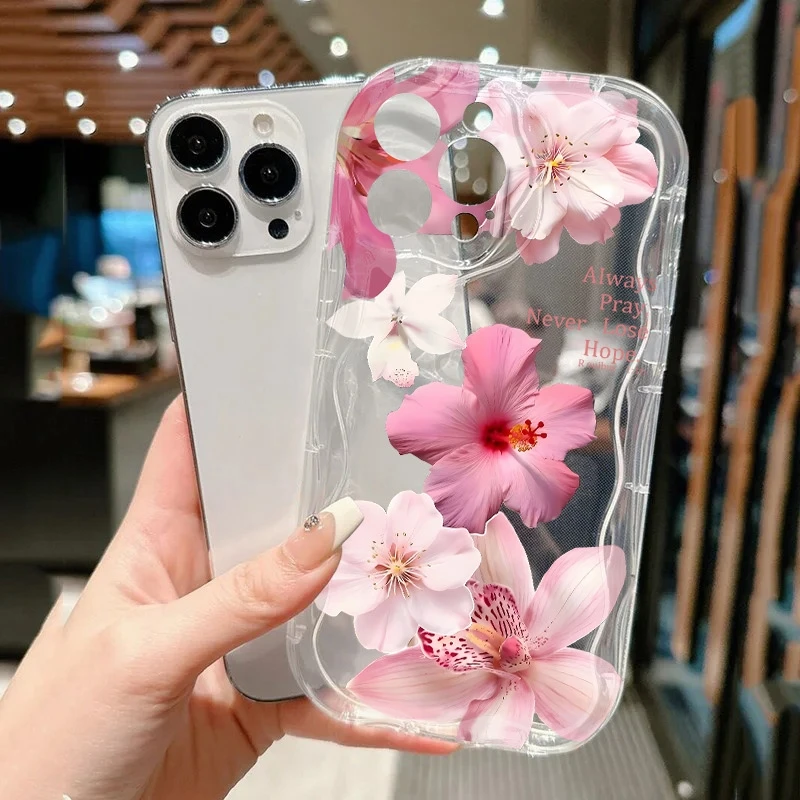 الكركديه الأزهار طباعة لينة حافظة هاتف من البولي يوريثان ل Xiaomi 14T Pro 13 12 11 Lite 5G 15 14 13 12 11 للصدمات زهرة واضح الغطاء الخلفي