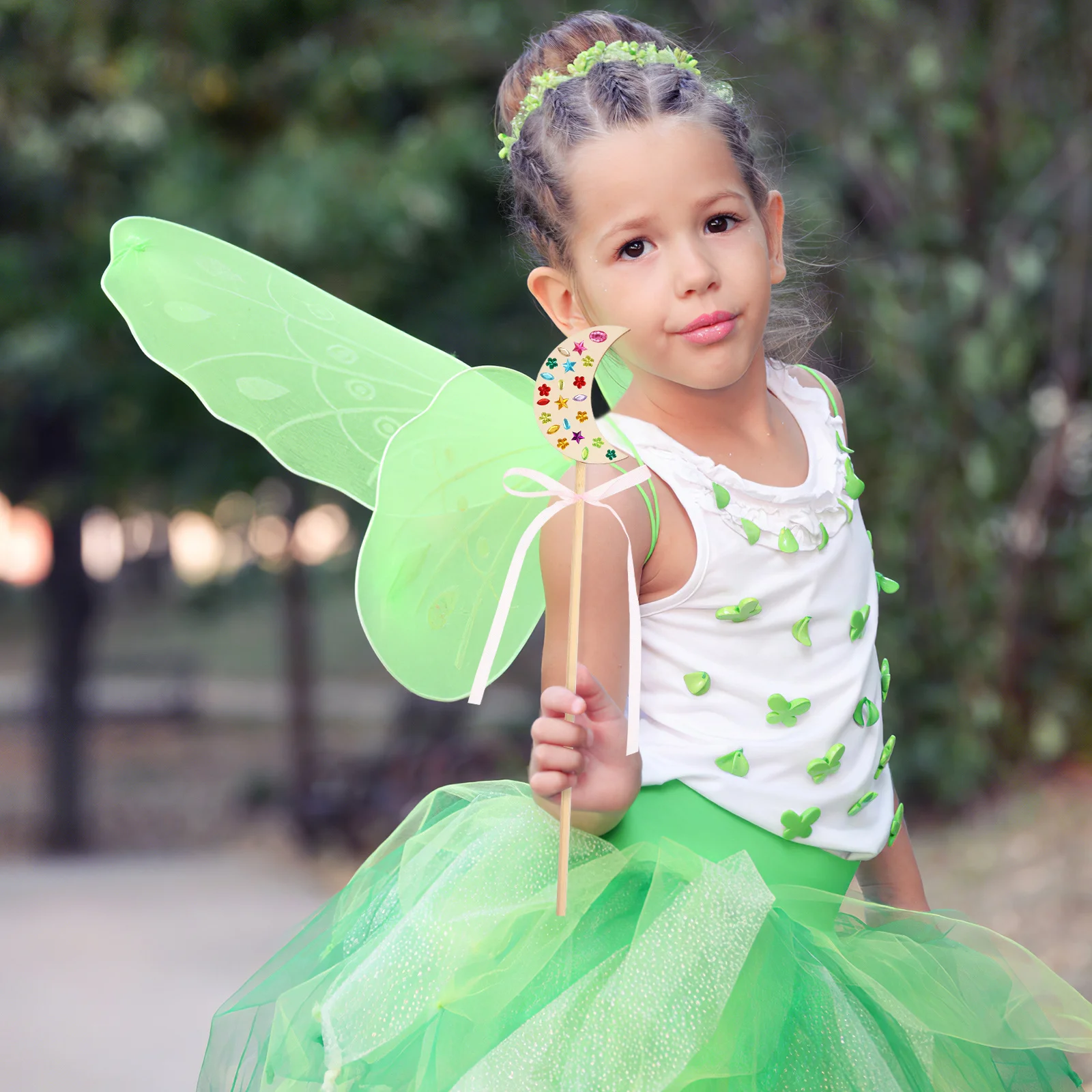 مجموعة واحدة من أعواد الجنية DIY أعواد خشبية للأطفال مشروع حرفي مصنوع يدويًا مع مجموعة مستلزمات حفلات الفصول الدراسية من الخرز الشريطي