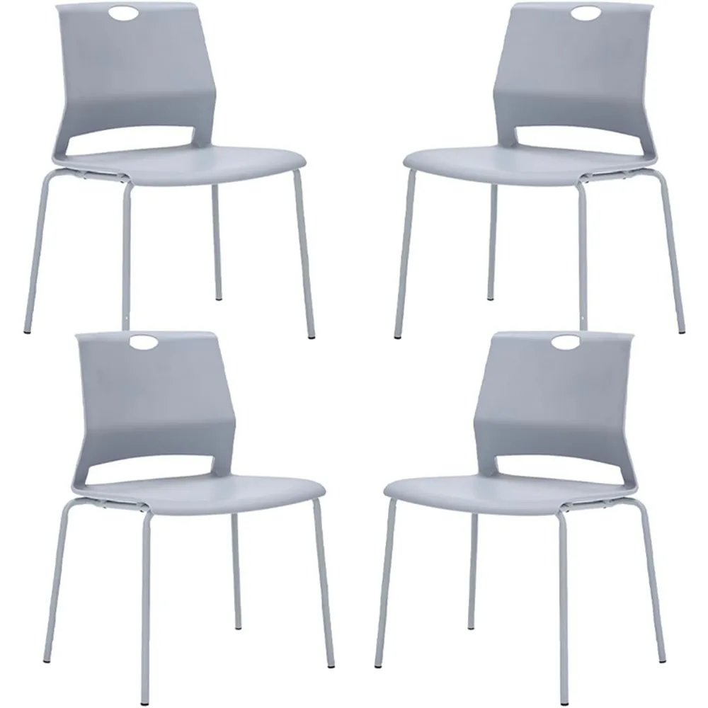 

Серые штабелируемые стулья, набор из 4 шт., современный офисный стул для гостей, широкое сиденье, штабелируемые обеденные стулья, пластиковый стул для конференц-зала,