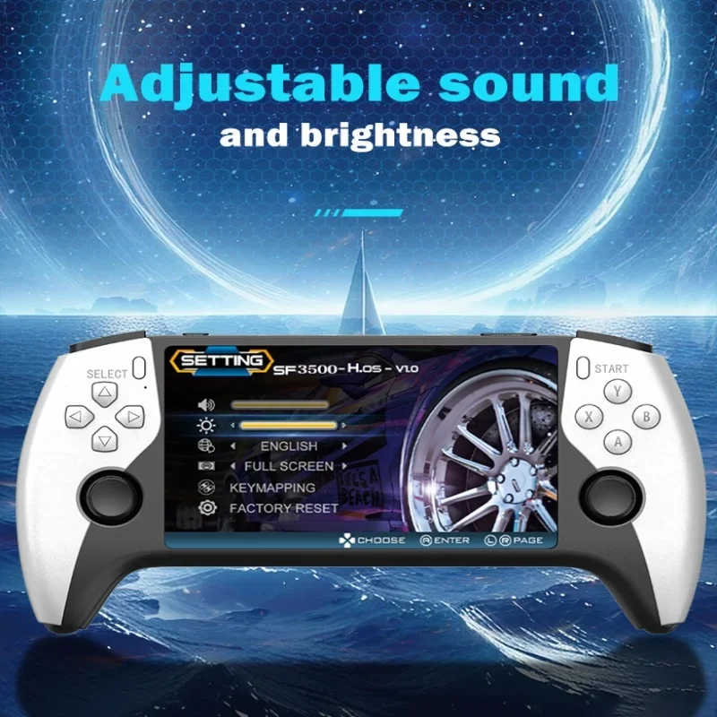 S3500F game console,5.0 inch Screen,retro mini handheld game player,dual joysticks,two player arcade fighting games 500 in one