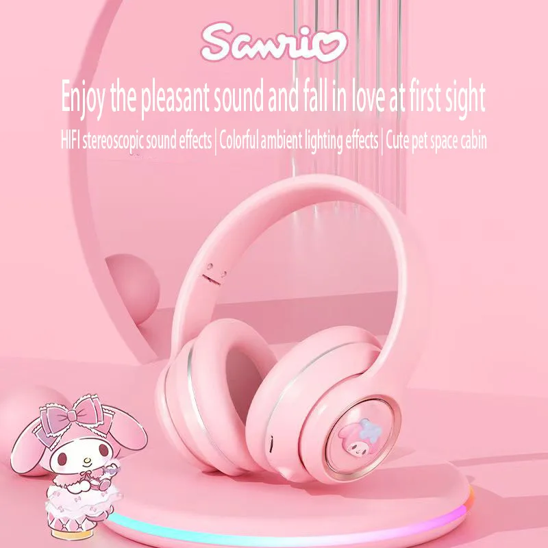 

Sanrio EM-699 Kuromi My melody Беспроводная Bluetooth-гарнитура Наушники-вкладыши с капюшоном Киберспорт Игры Спорт Hi-Fi RGB окружающее освещение