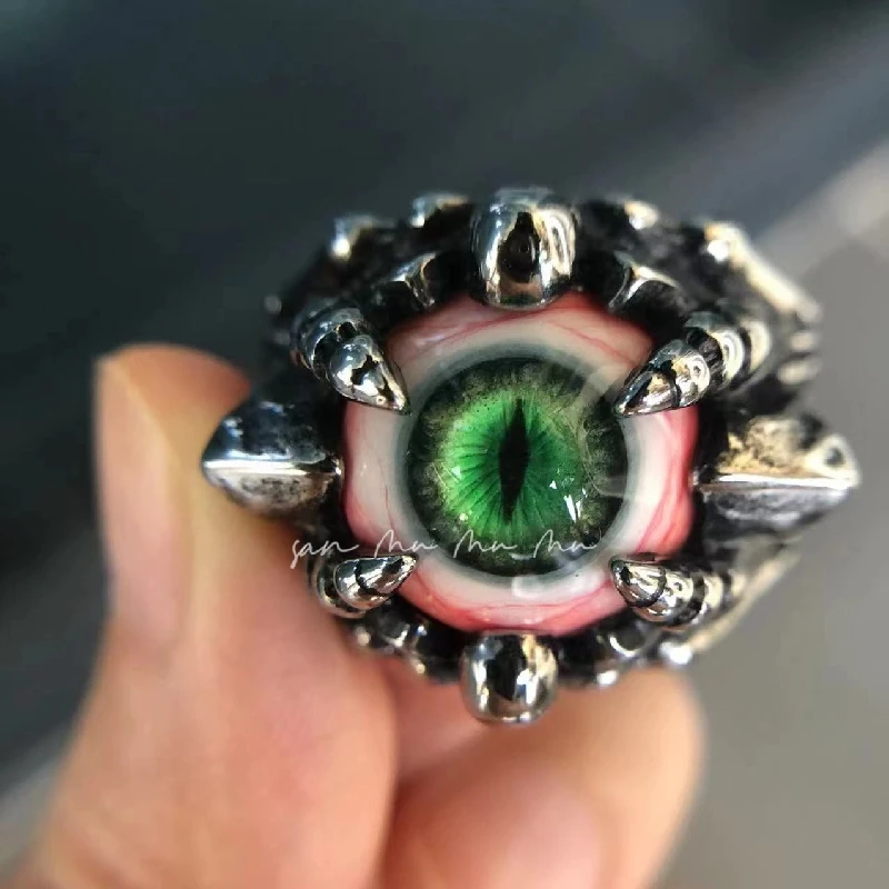 

3079 Creative Handmade Cthulhu Eyeballs Devil's Ring Dark Punk Style Hip Hop Gothic Jewelry Halloween Artwork Customized Gifts