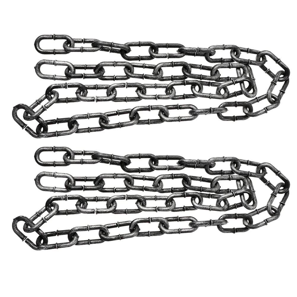 

2pcs Realistic Prison Chains Durable Plastic Halloween Chain Props For Cosplay Costume Haunted House Decor Scary Accessories