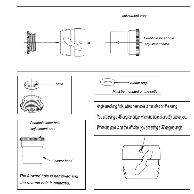 Archery Variable Diameter Peep Sight Aperture 37and 45 Degree/ Clarifier Lens #1/2/3/4 Compound Bow Hunting Shooting Accessories