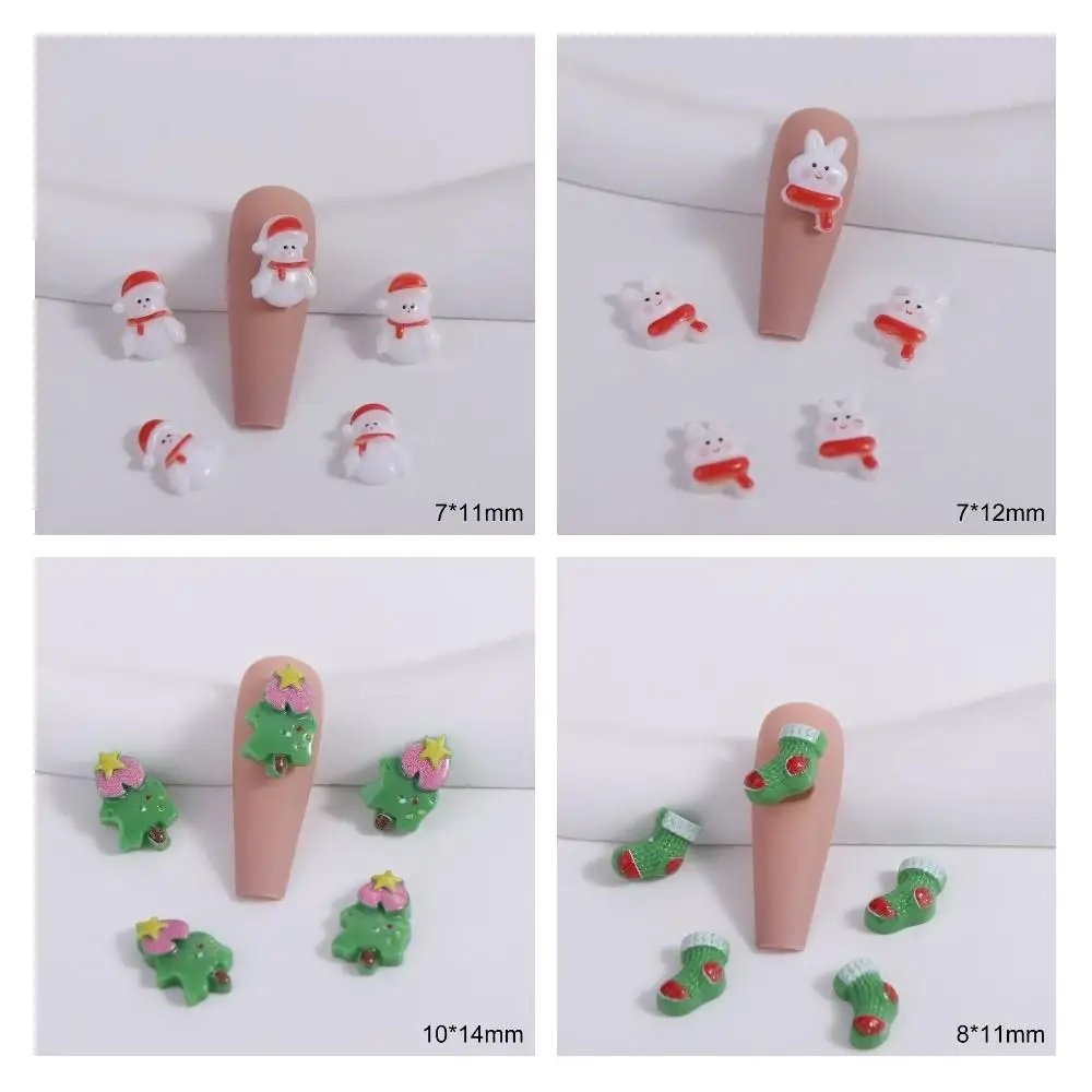10 pezzi/set ciondoli natalizi per nail art decorazioni natalizie per unghie ornamenti per manicure forniture per unghie resina di strass per unghie natalizie