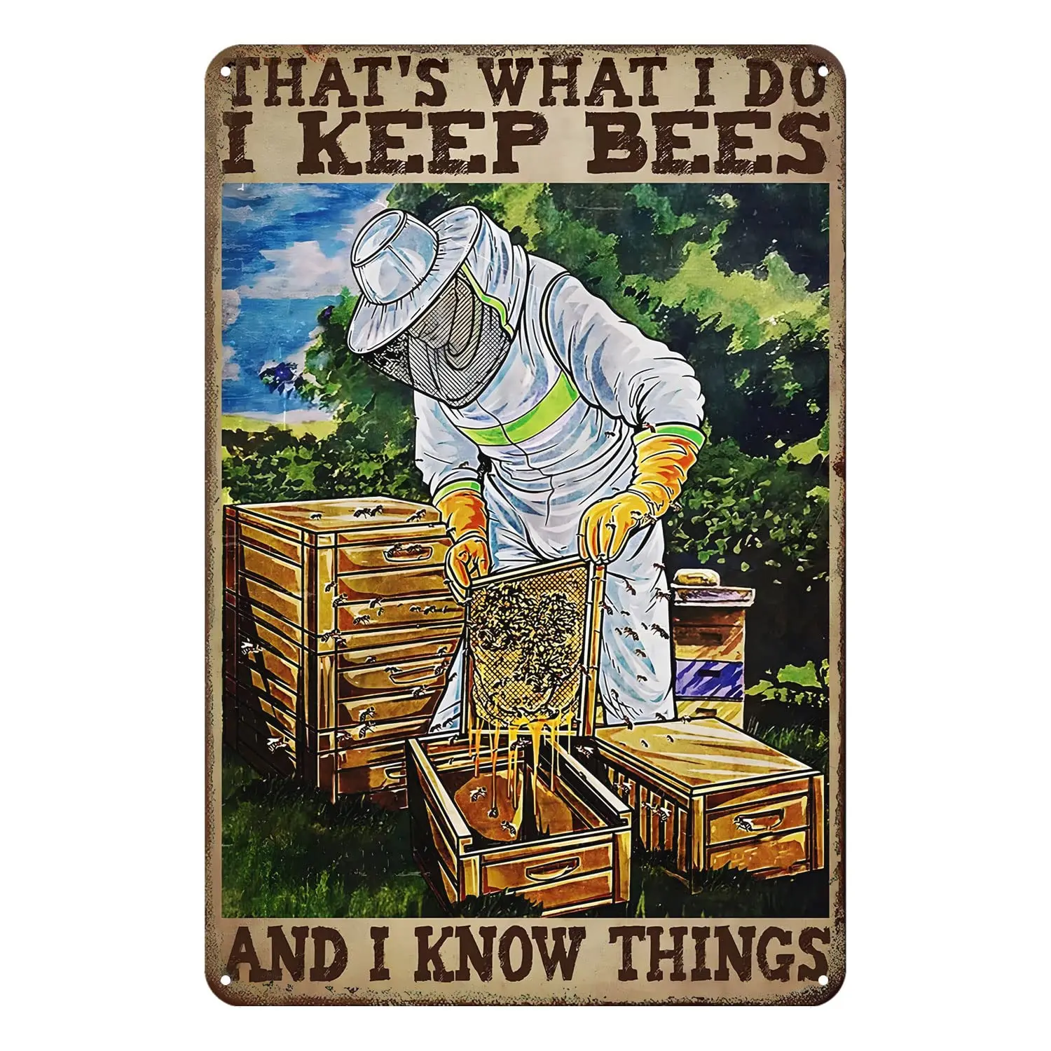 Vintage Metal Bathroom Signs Metal Sign Bee Keeper Rustic Decor Garden Bee Keeper Metal Sign Vintage Home Decor Rustic Alum sign