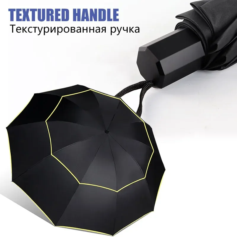 Fun Parasol Large Family Floding Outdoor 3 Umbrella Sun-proof Top Cloth Parapluie Windproof Rainproof Double Quality Strong Big