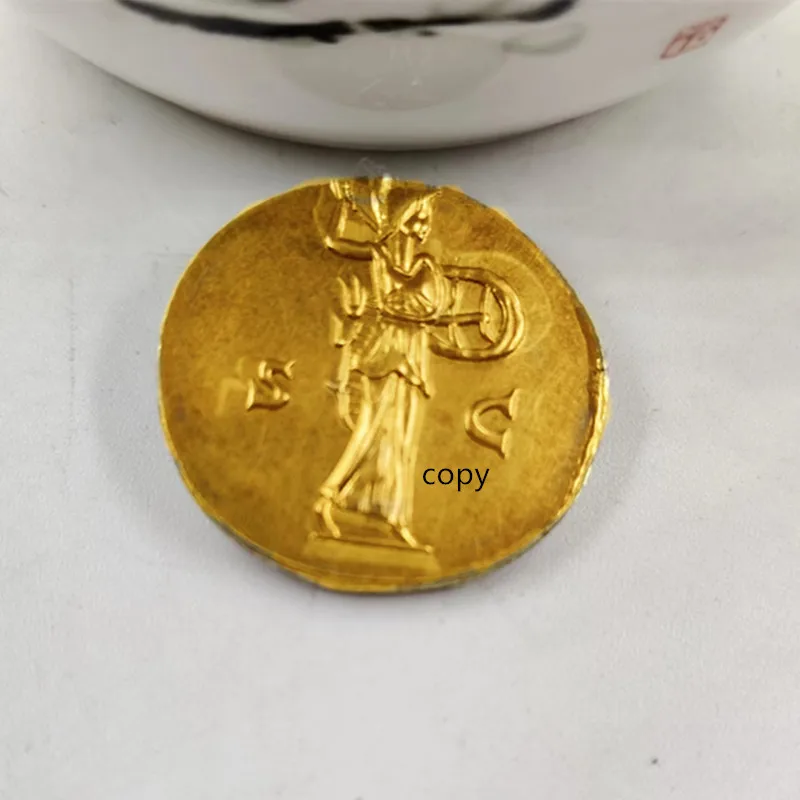 Greek Goddess Knight Commemorative Gold Ancient Rome Replica Coin Antique Copper Collectible Copy Coins