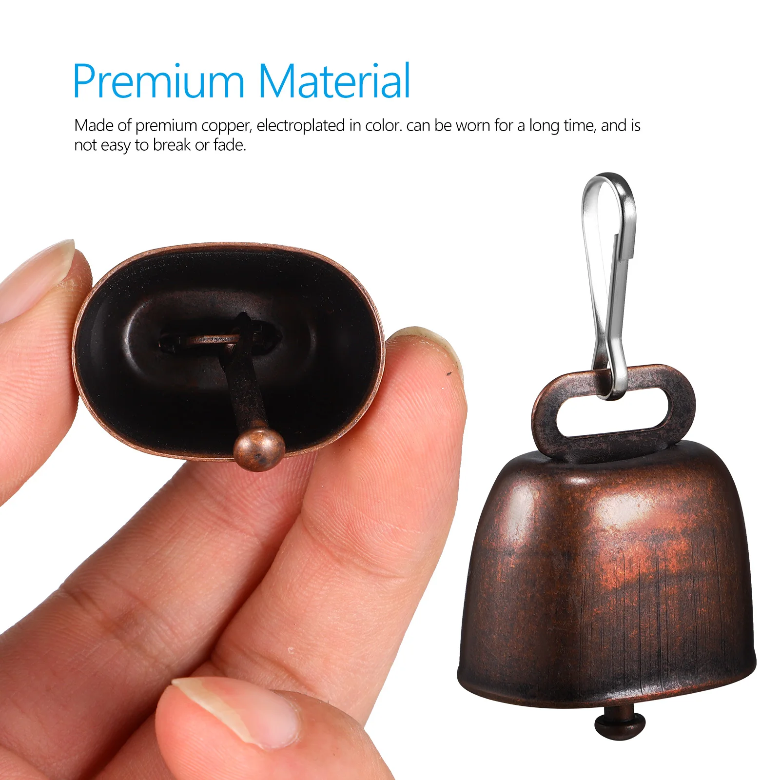 

12 Pcs 35MM Cow Bell 25MM Buckle 2M Hemp Rope Durable Electroplated Farm Animal Accessories Loud Sound Anti Lost Grazing Bell