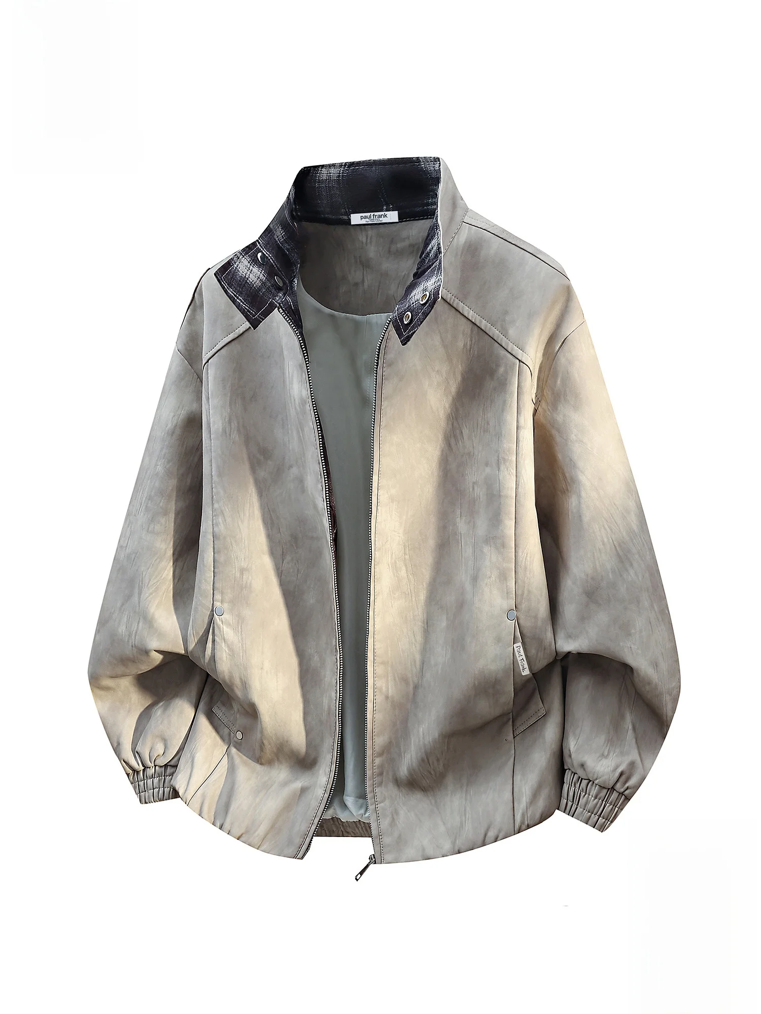 

Мужская куртка Paul Frank в стиле ретро с воротником-стойкой, новая весенняя коллекция, свободный крой, в клетку, повседневная верхняя одежда с принтом обезьяны Big Mouth