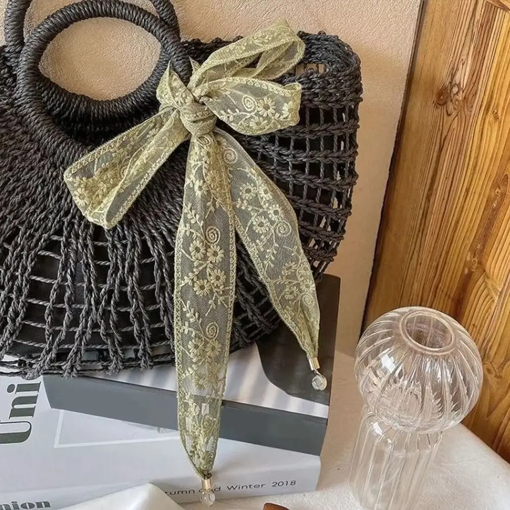 Sciarpa per capelli con nastro di pizzo floreale Decorazione per medicazione Trecce trasparenti Accessori per capelli Sciarpe a collo lungo stile coreano