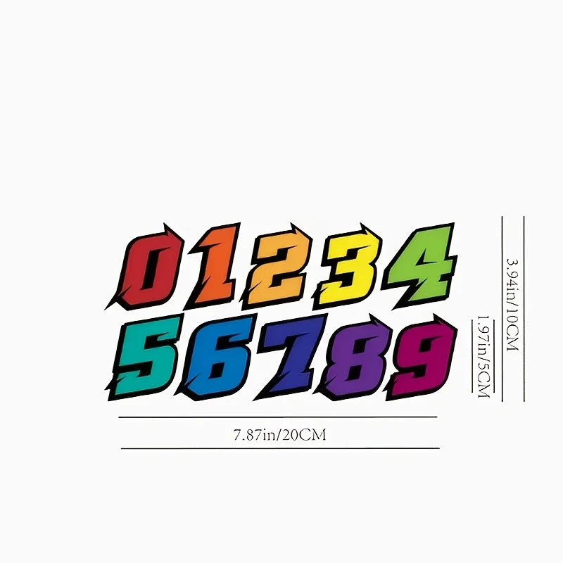 1set 2D Flat Racing Number 0-9 Stickers Waterproof Vinyl Decals for Motorcycle Helmet Bike Frame
