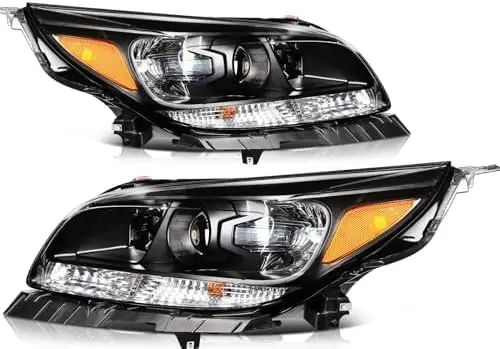 Compatible Headlight Assembly for 2013-2016 Malibu & 2016 Malibu Limited, Driver and Passenger Side, Black Housing with Amber Re